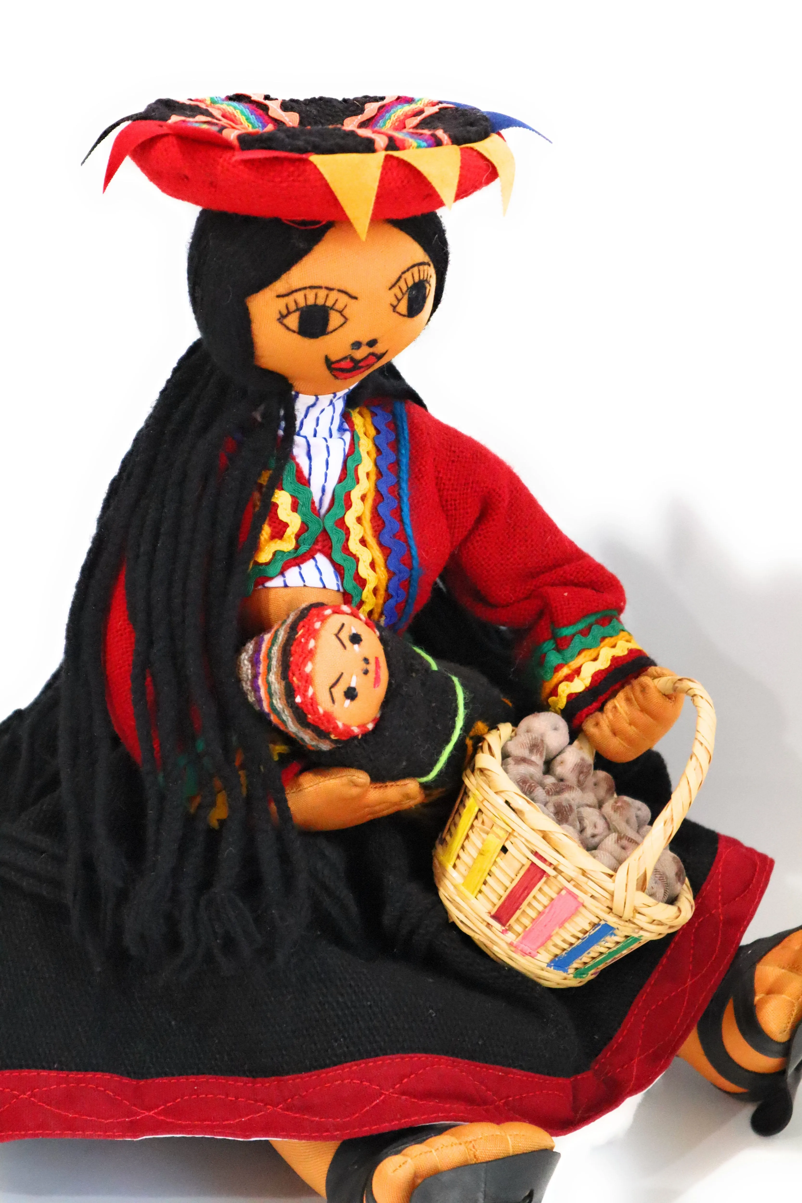 Rag Doll Cholita Countrywoman of The Andes. Decorative Doll. 14" Tall