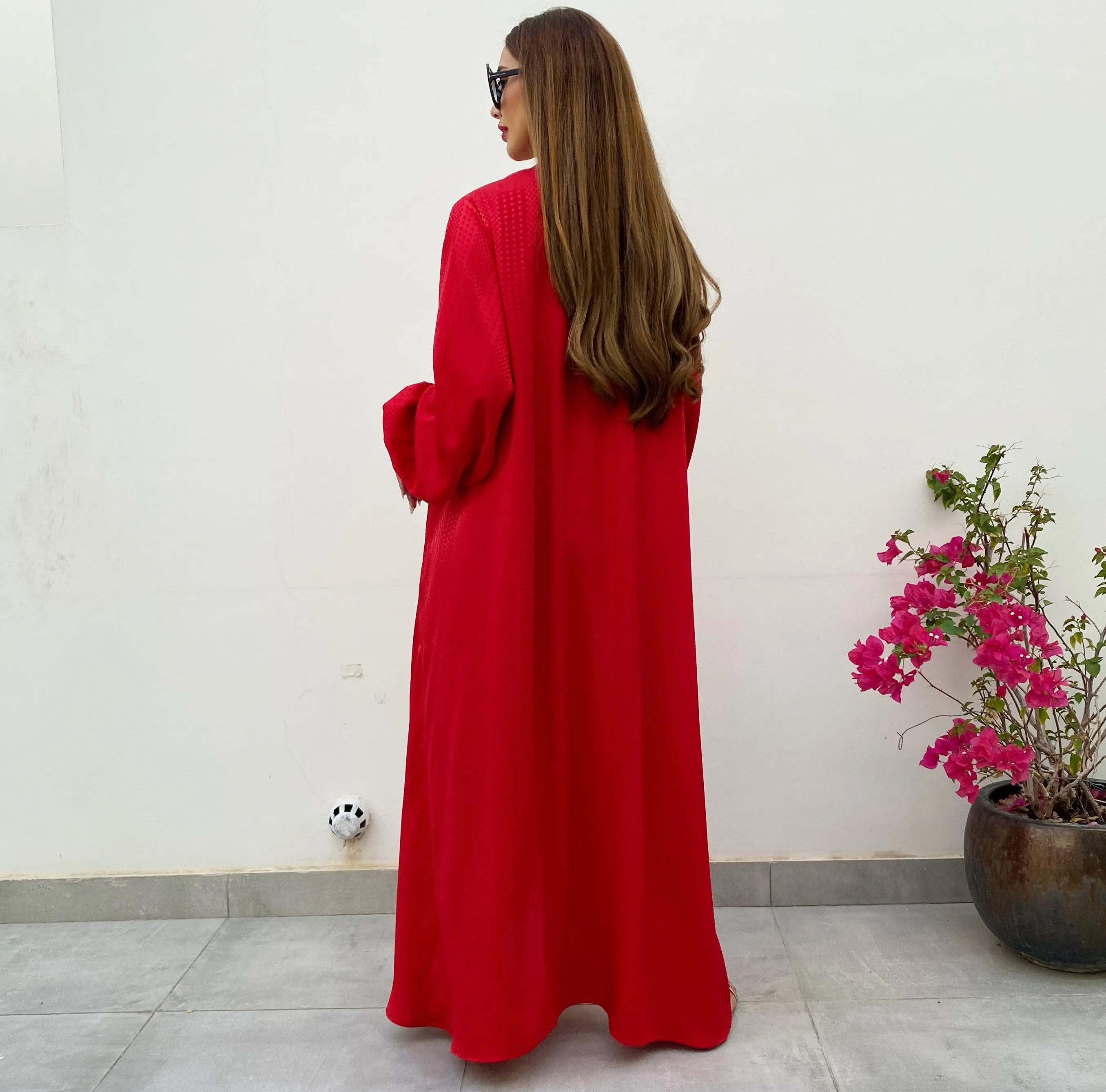 RAM21 LINA RUBY RED  KAFTAN BELTED MAXI DRESS