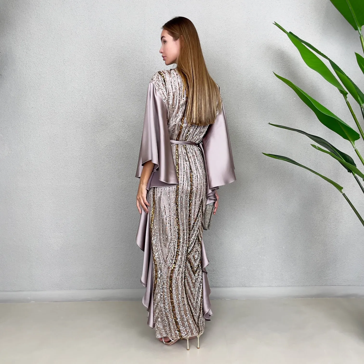 RAM23 SARA MAUVE HAUTE COUTURE EVENING KAFTAN