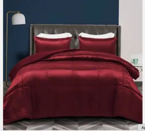 Reversible King Size Silk Comforter Set in Red