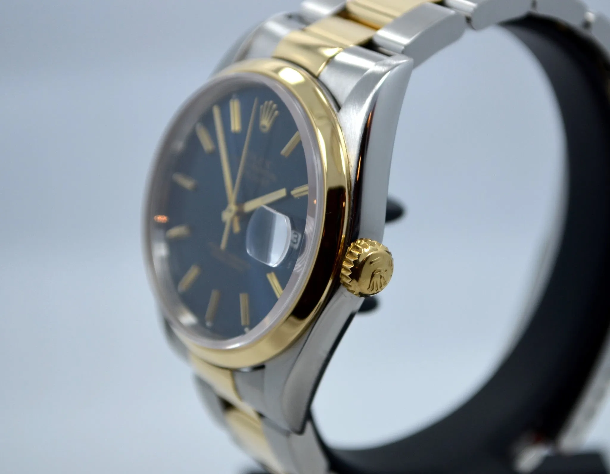 Rolex Datejust 16203 Two Tone Stainless Steel 18K Yellow Gold "S" Serial Circa 1993 Blue Wristwatch