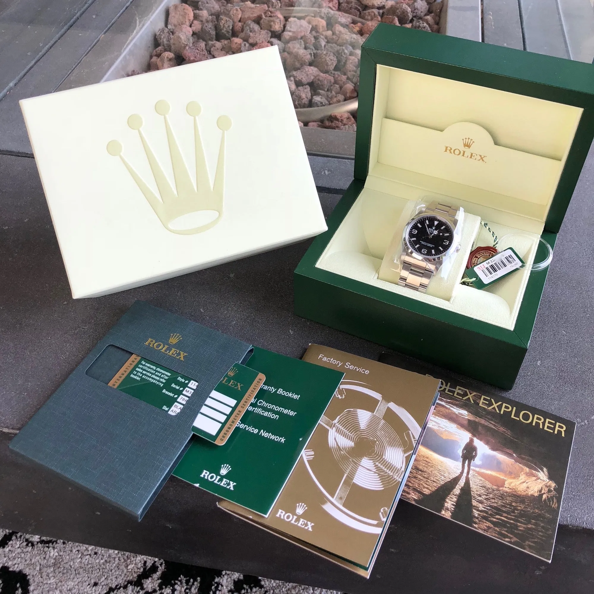 Rolex Explorer 114270 Oyster Perpetual Stainless Steel Automatic Wristwatch Box Papers Circa 2007