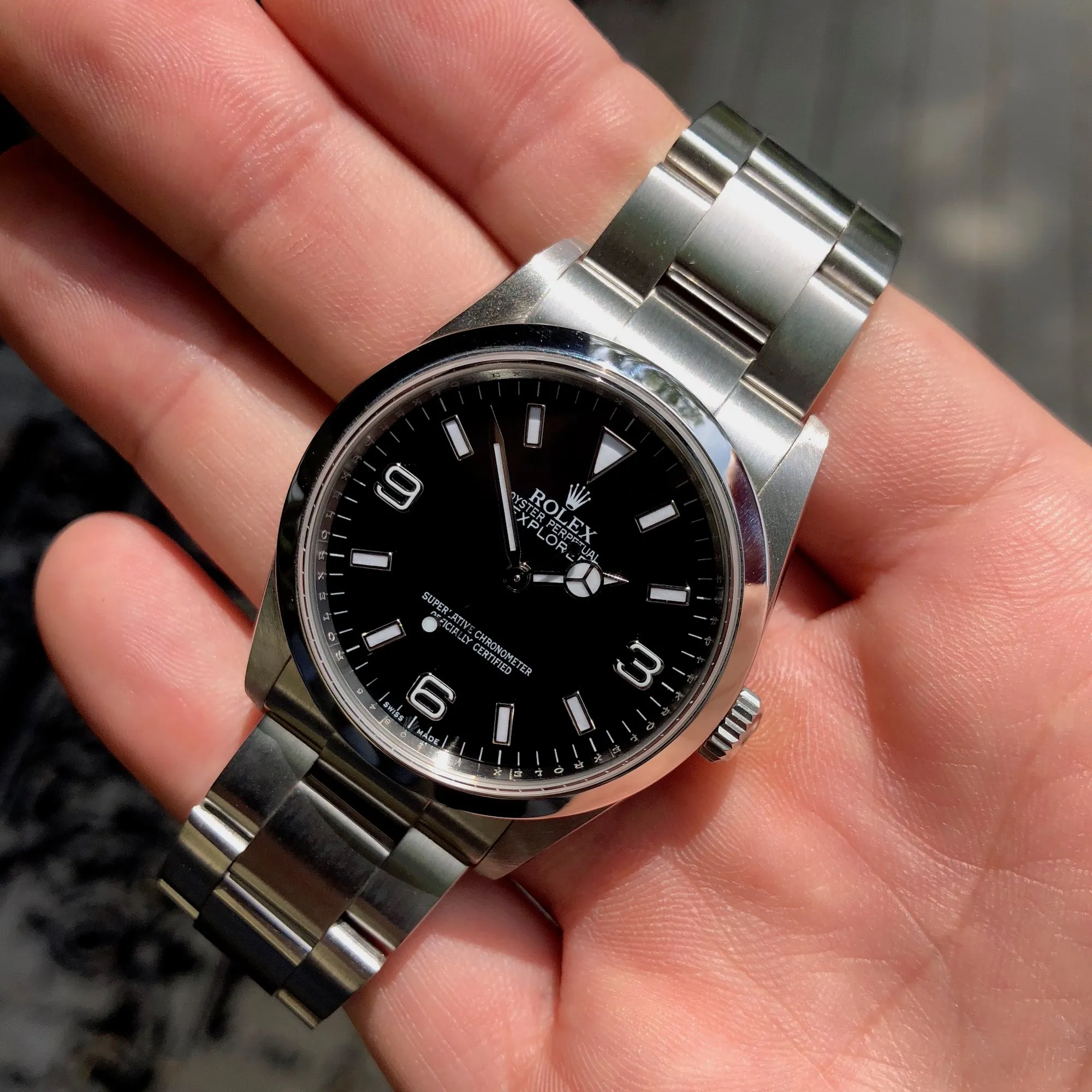 Rolex Explorer 114270 Oyster Perpetual Stainless Steel Automatic Wristwatch Box Papers Circa 2007