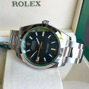 Rolex Milgauss Green 116400GV Stainless Steel Wristwatch Box Papers Circa 2017