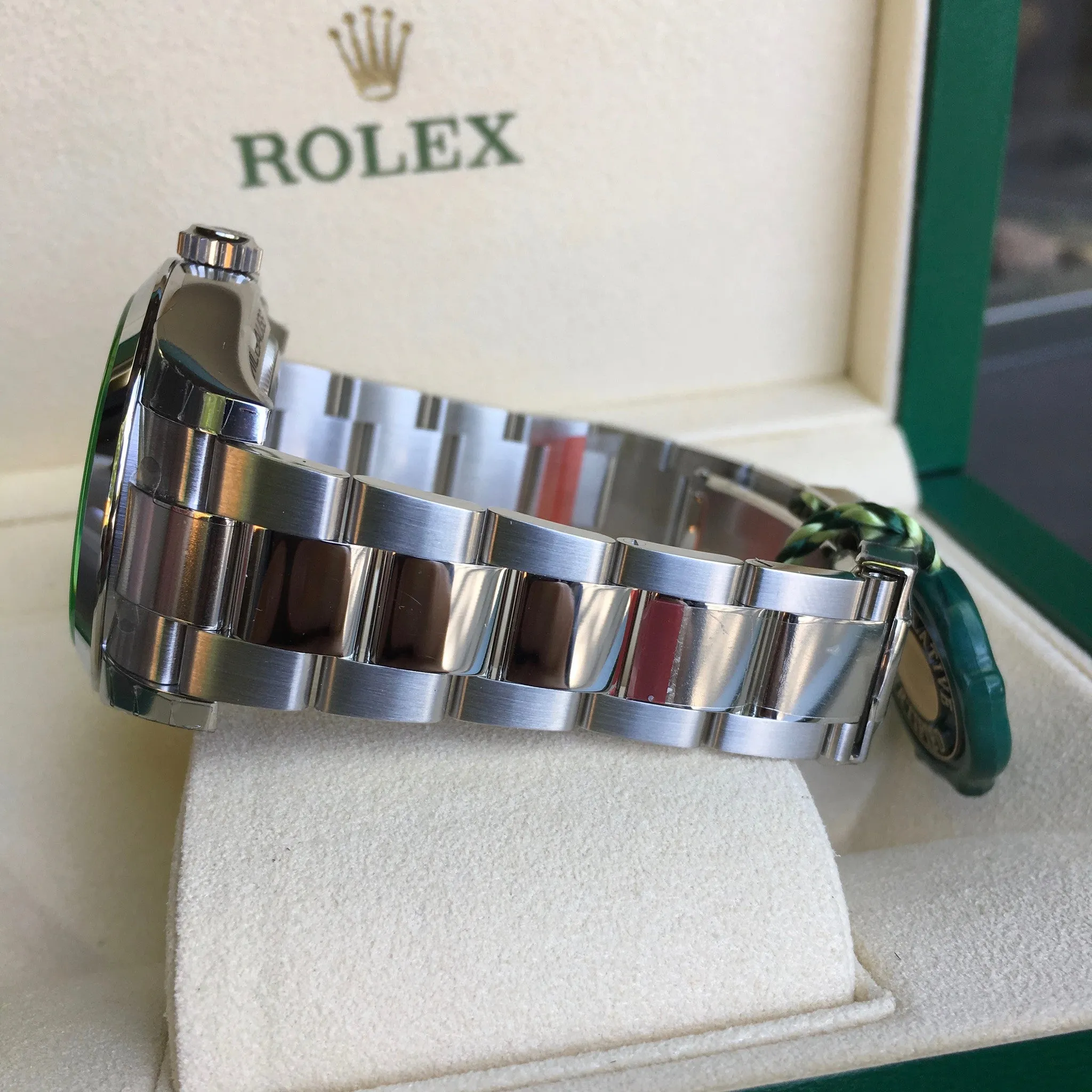 Rolex Milgauss Green 116400GV Stainless Steel Wristwatch Box Papers Circa 2017