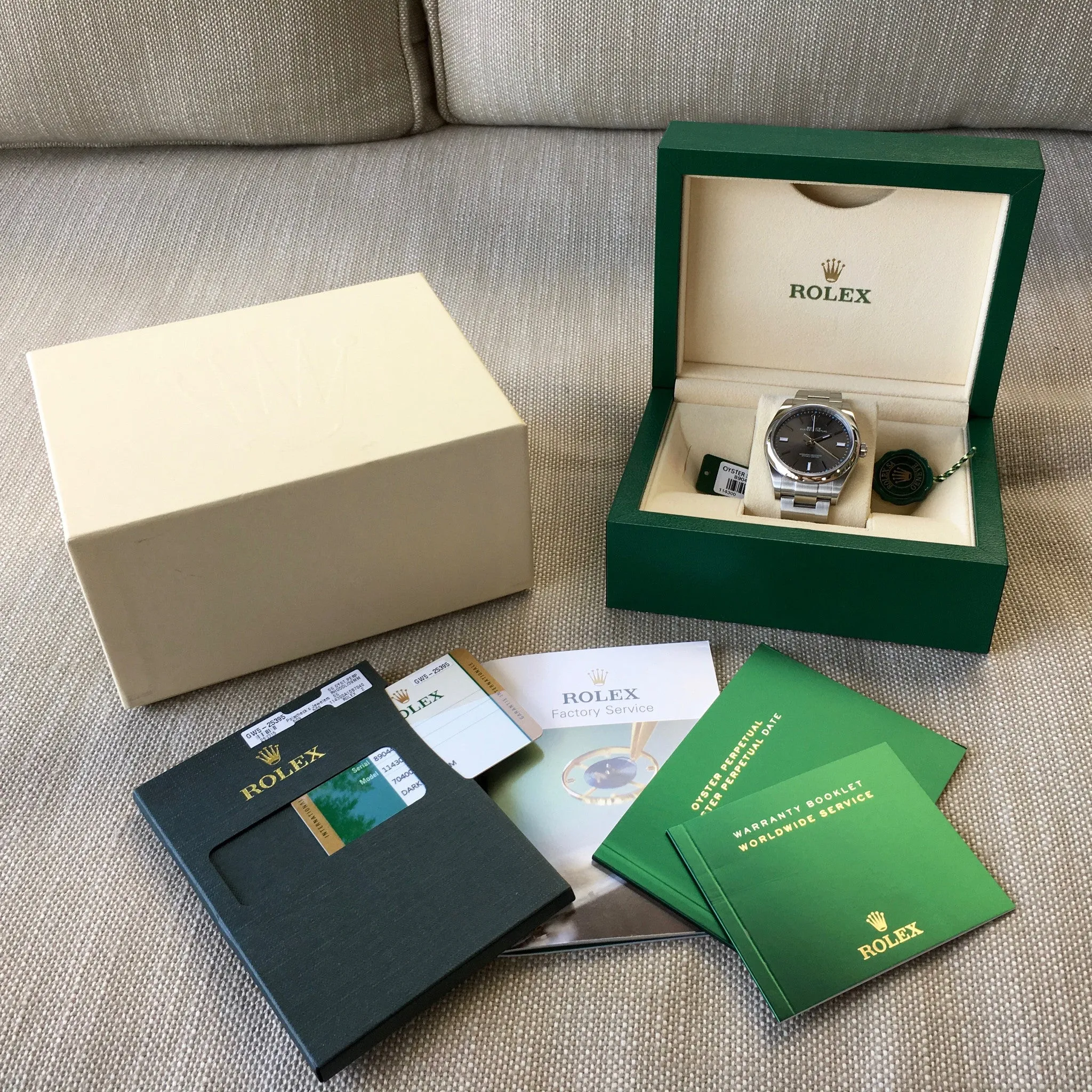 Rolex Oyster Perpetual 114300 Dark Rhodium Stainless Steel Mens Watch