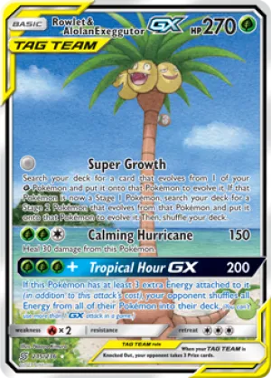 Rowlet & Alolan Exeggutor GX 215/236 FULL ART ULTRA RARE
