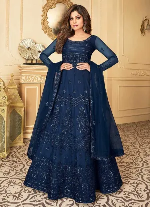 Royal Blue Heavy Embroidered Kalidar Gown Style Anarkali