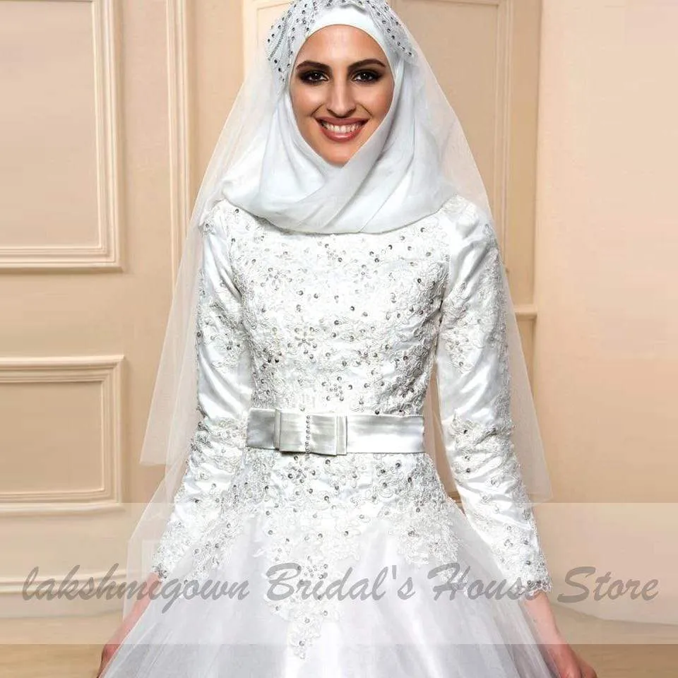 Roycebridal Elegant Long Sleeve Muslim Wedding Dresses