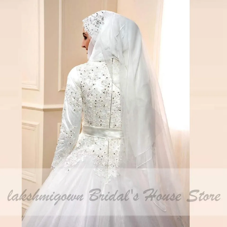Roycebridal Elegant Long Sleeve Muslim Wedding Dresses
