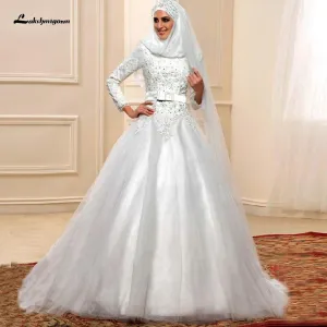 Roycebridal Elegant Long Sleeve Muslim Wedding Dresses