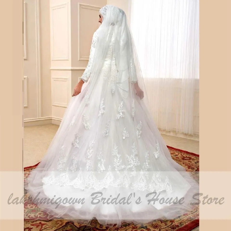 Roycebridal Elegant Long Sleeve Muslim Wedding Dresses