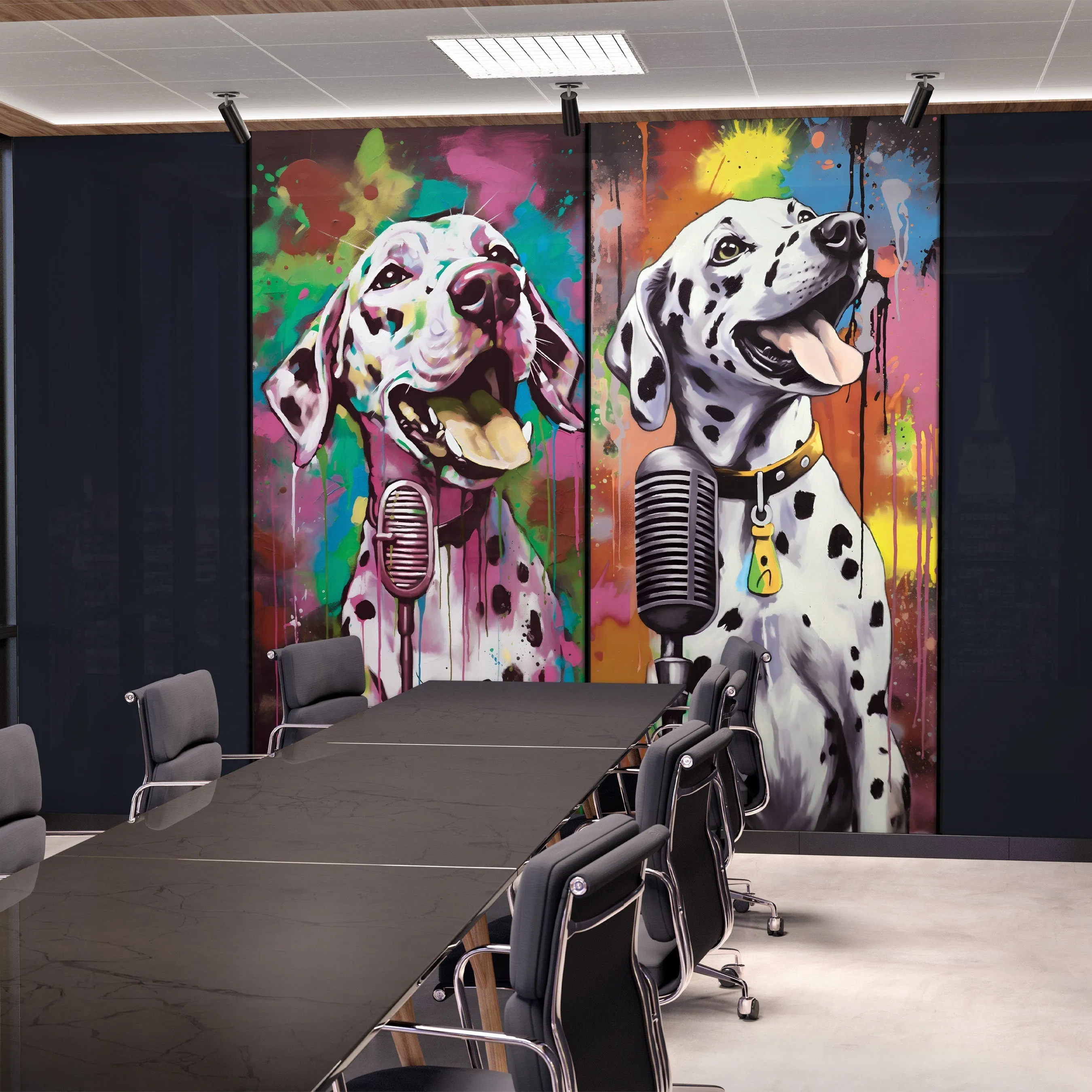Sample of Graffiti Dalmatians Acrylic Wall Panels Home Decor Wall Panels 2440mmm x 1220mm