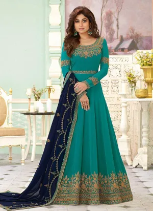 Sea Green Heavy Embroidered Floor touch Anarkali