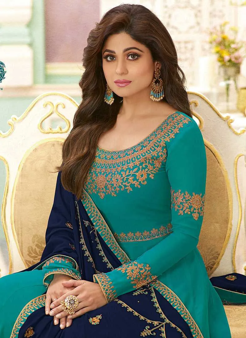 Sea Green Heavy Embroidered Floor touch Anarkali