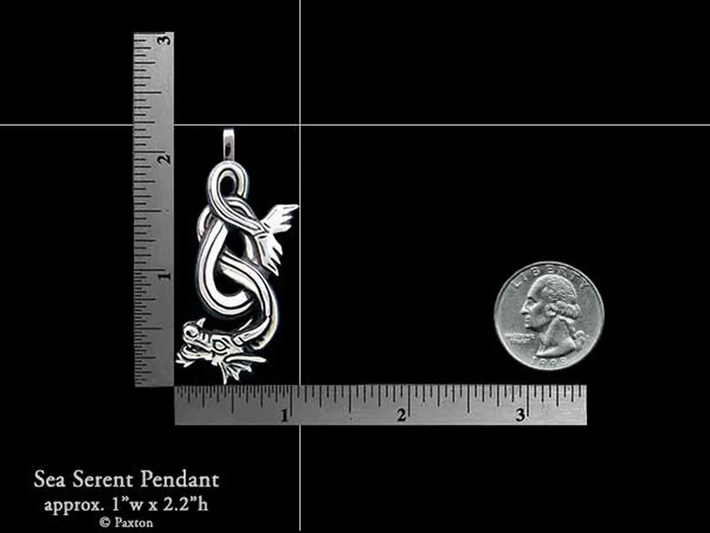 Sea Serpent Pendant Necklace Sterling Silver