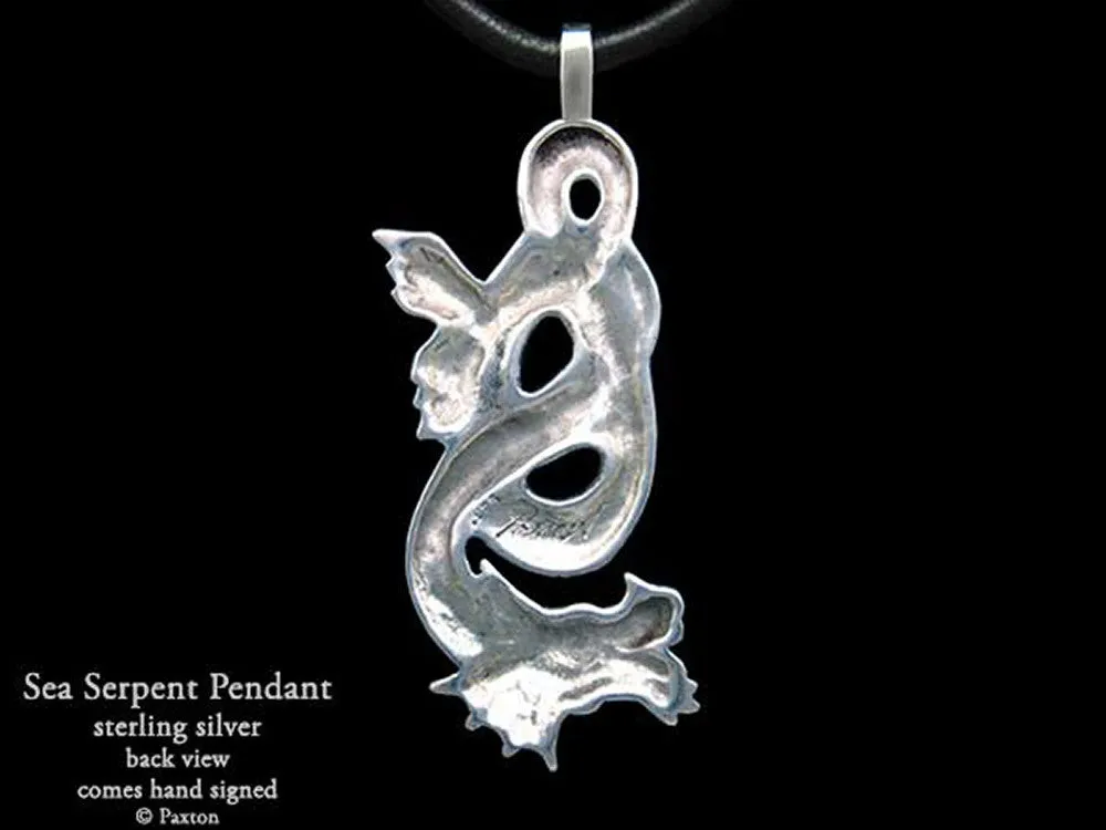 Sea Serpent Pendant Necklace Sterling Silver