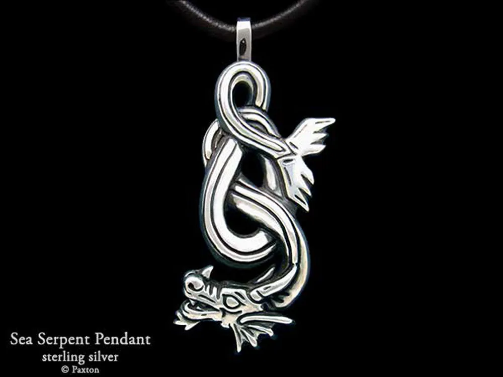 Sea Serpent Pendant Necklace Sterling Silver