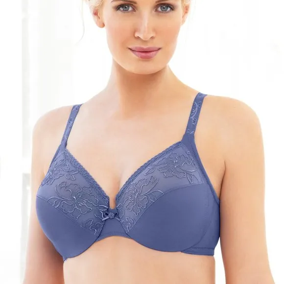 Set of 3! 34D Glamorise ELEGANCE Bra (UNDERWIRED) Embroidered SUPPORT PURPLE NEW