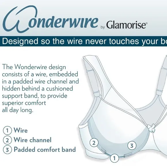 Set of 3! 34D Glamorise ELEGANCE Bra (UNDERWIRED) Embroidered SUPPORT PURPLE NEW