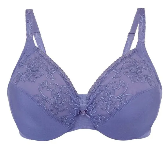 Set of 3! 34D Glamorise ELEGANCE Bra (UNDERWIRED) Embroidered SUPPORT PURPLE NEW