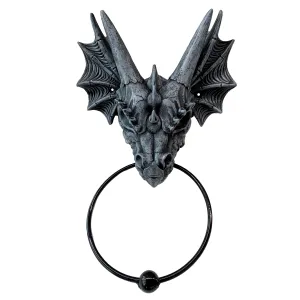 Shadows of Darkness Grey Stone Effect Dragon Skull Door Knocker