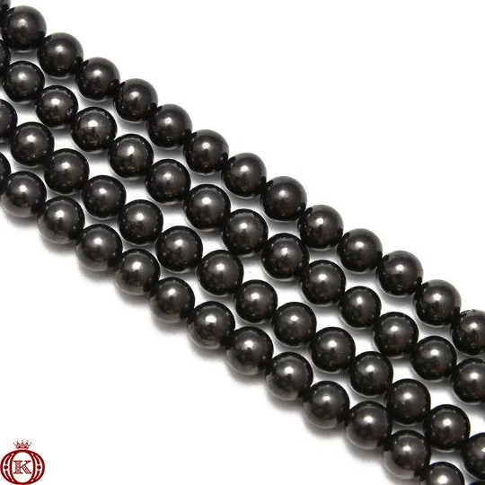 Shungite Beads Polished Smooth Round