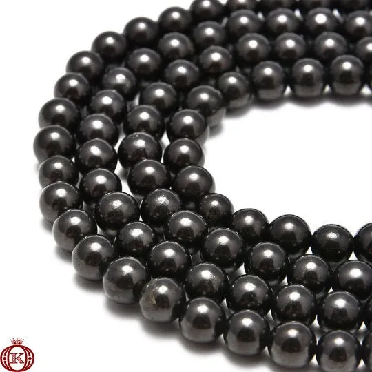Shungite Beads Polished Smooth Round