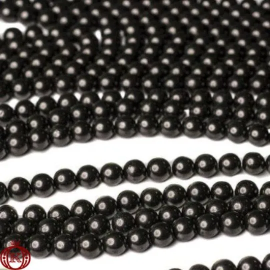Shungite Beads Polished Smooth Round