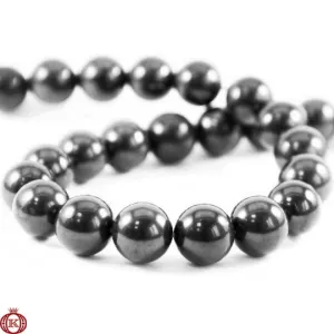 Shungite Beads Polished Smooth Round