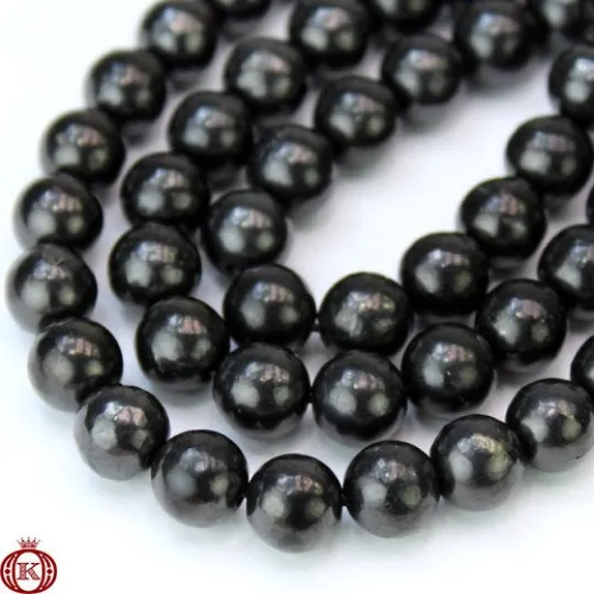 Shungite Beads Polished Smooth Round