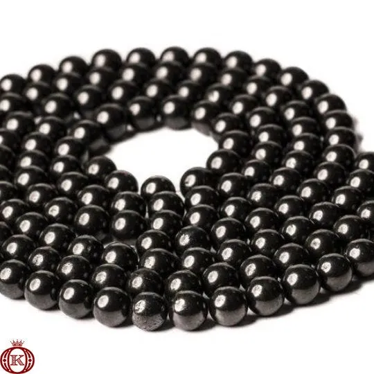 Shungite Beads Polished Smooth Round