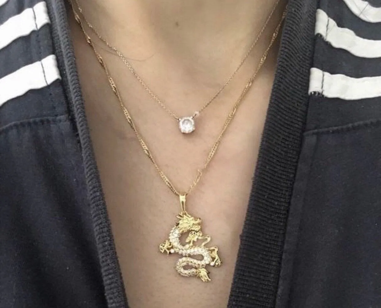 SILVER Dragon necklace , 18k gold plated dragon pendant , dragon charm , dragon jewelry ,fantasy necklace men