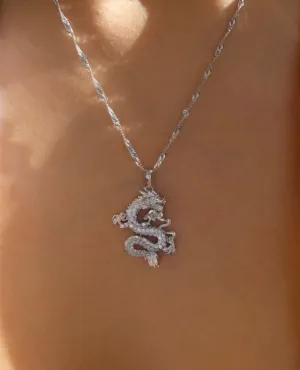 SILVER Dragon necklace , 18k gold plated dragon pendant , dragon charm , dragon jewelry ,fantasy necklace men