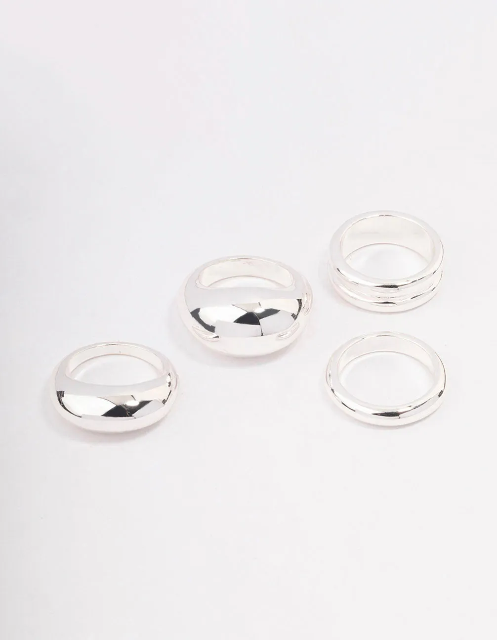 Silver Organic Smooth Ring Pack
