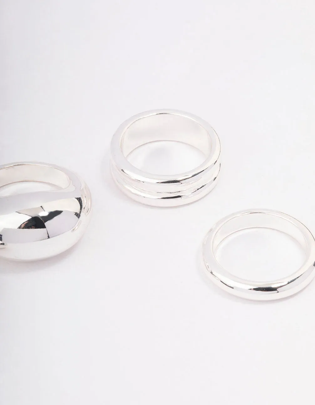 Silver Organic Smooth Ring Pack