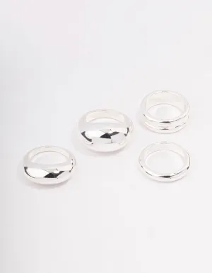 Silver Organic Smooth Ring Pack