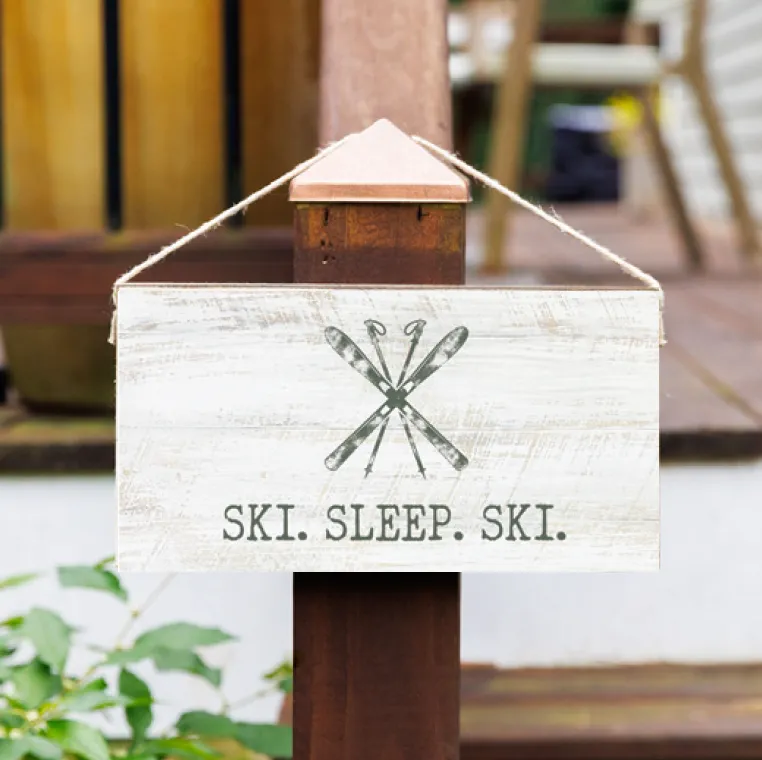 Ski Sleep Ski Twine Hanging Sign
