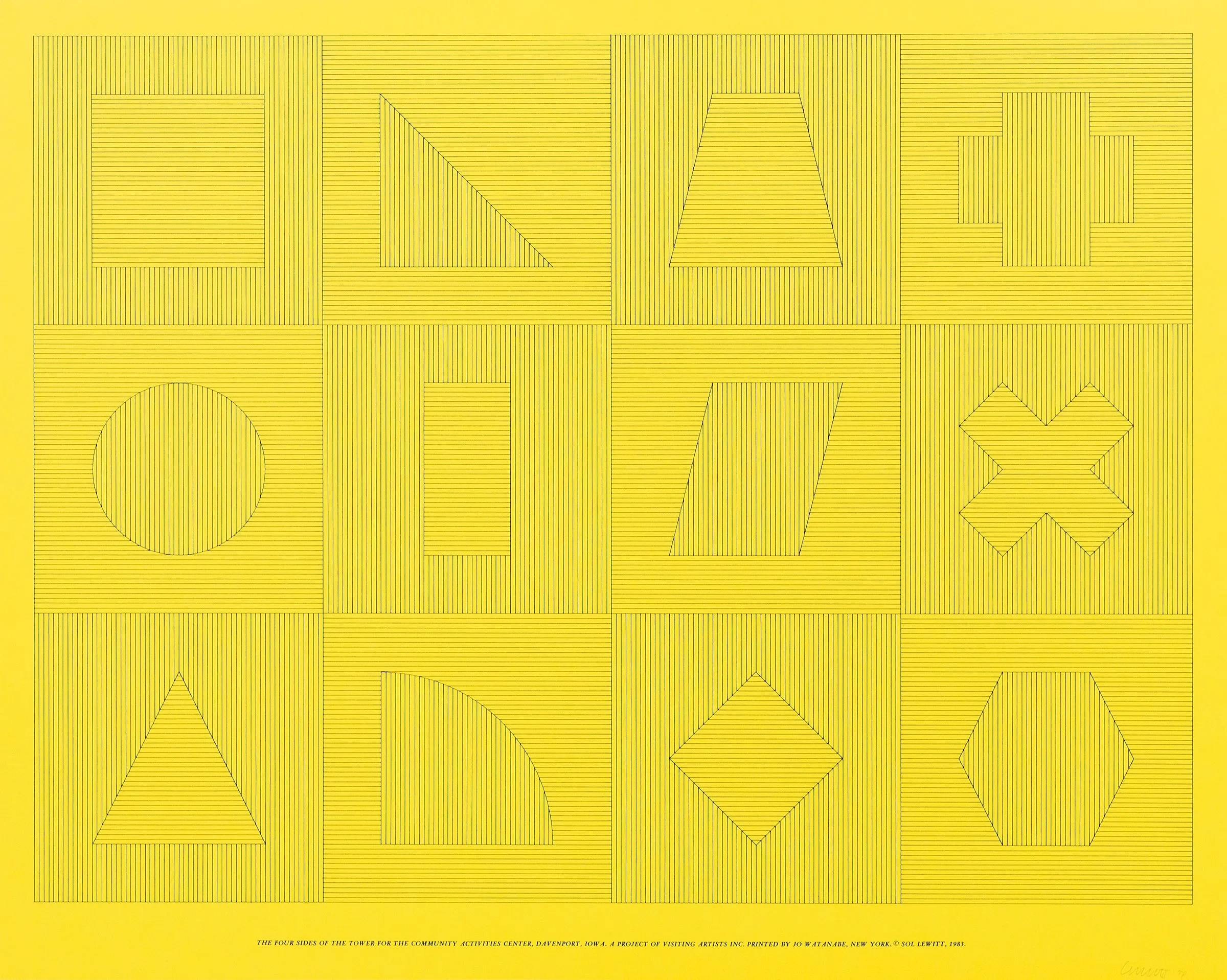 SOL LEWITT "FOUR SIDES OF THE TOWER - YELLOW" SILKSCREEN, 1983