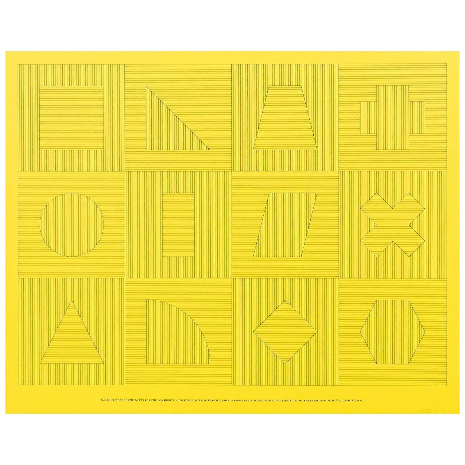 SOL LEWITT "FOUR SIDES OF THE TOWER - YELLOW" SILKSCREEN, 1983