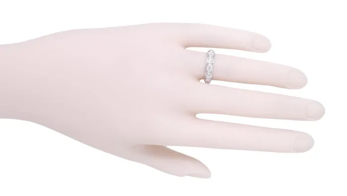 Southford Art Deco Antique Platinum and Diamond Filigree Wedding Band - Size 5