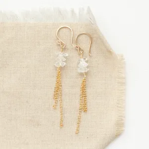 Stacked Herkimer Diamond Gold Tassel Earrings
