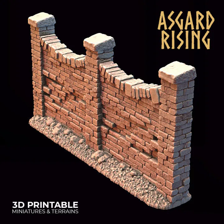 Stone Wall Fence with Gate Set A