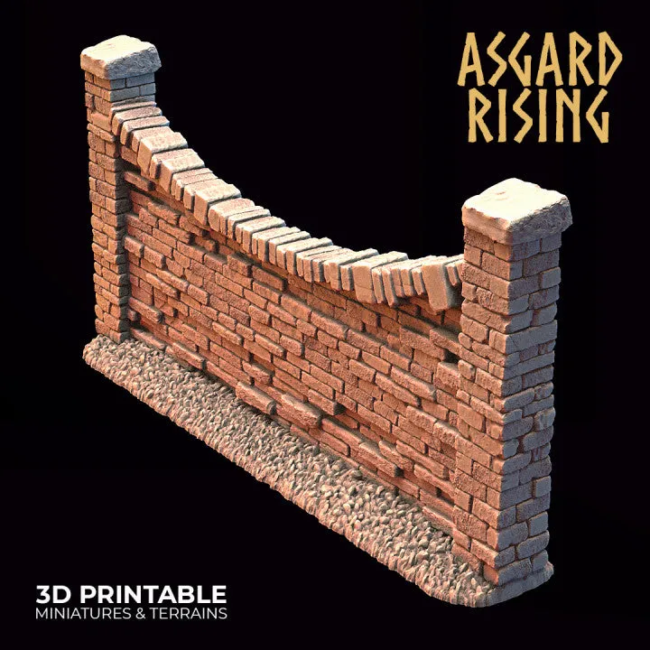 Stone Wall Fence with Gate Set A