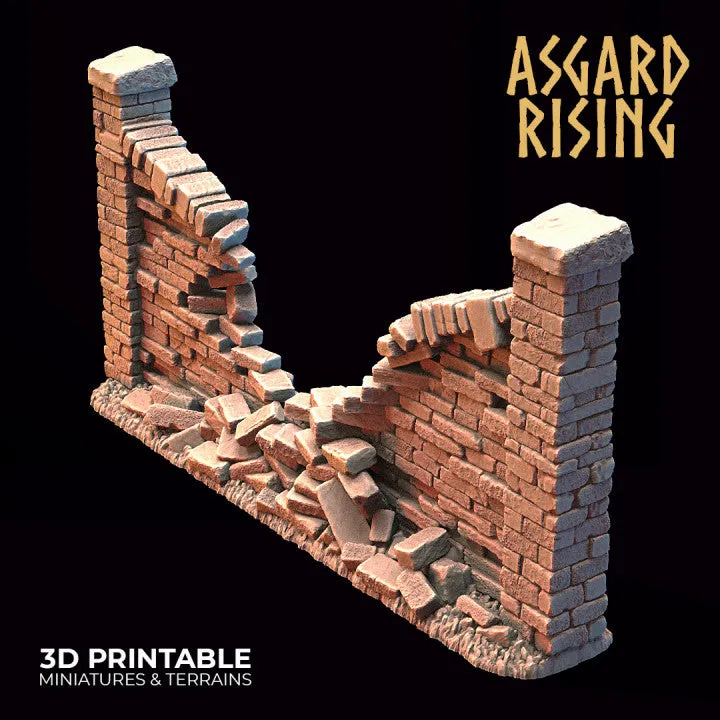 Stone Wall Fence with Gate Set A