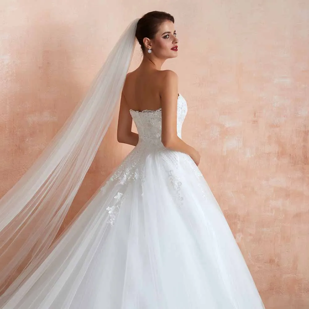 Strapless Lace Ball Gown Wedding Dress EN3409