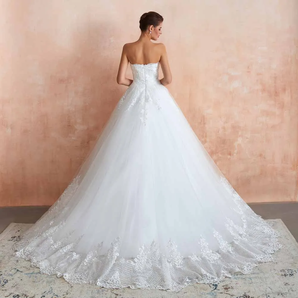 Strapless Lace Ball Gown Wedding Dress EN3409