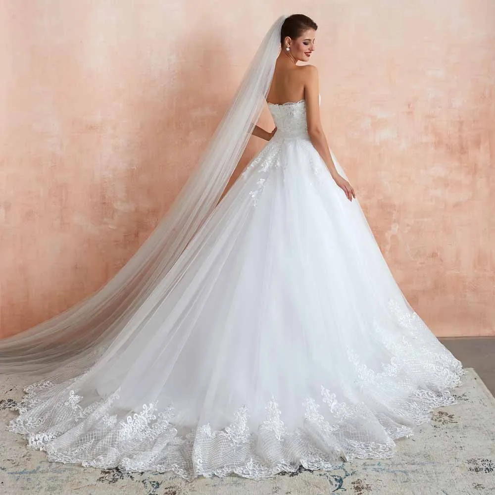 Strapless Lace Ball Gown Wedding Dress EN3409