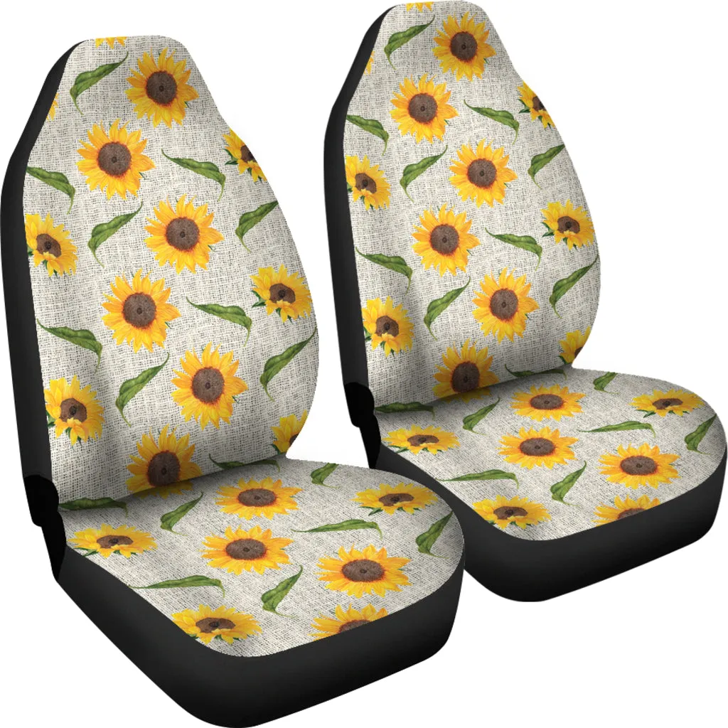 Sunflowers On Natural Burlap Style Background Car Seat Covers
