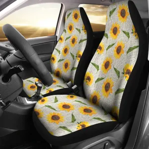 Sunflowers On Natural Burlap Style Background Car Seat Covers